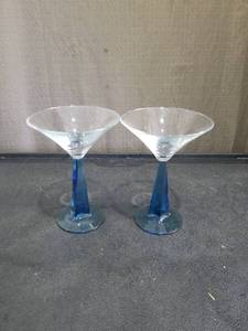 lot 4968 image: Blue Stem Martini Glasses Set of 2