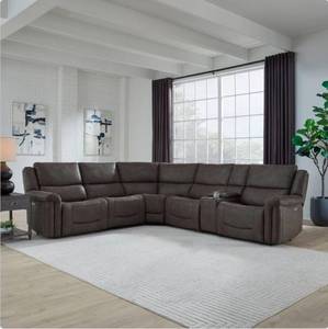 Carlin Fabric Power Reclining Sectional with Power Headrests - Retail: $2,500