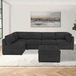 TISDALE 6PC FAB SECTIONAL DARK GRAY - Retail: $1,800