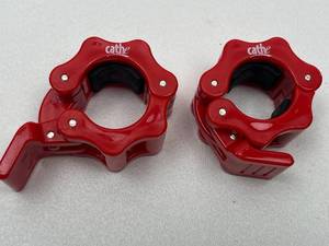 lot 143 image: Red Plastic Barbell Collars Set of 2