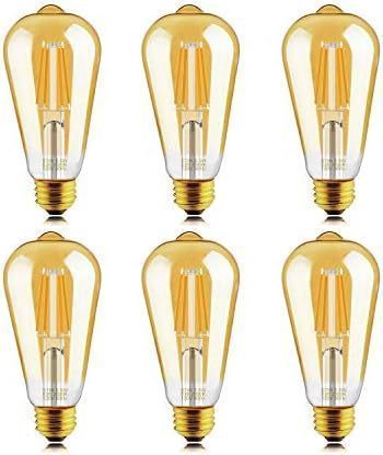 lot 12612 image: Helloify ST64 E26 LED Filament Bulb 5.5W 2700K Dimmable 6-Pack