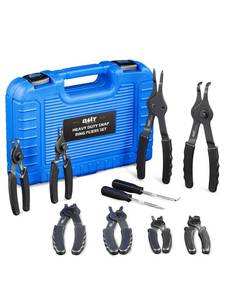 lot 3766 image: Orion Motor Tech 10pc Snap Ring Pliers Set, Internal & External Circlip Pliers With Bent & Straight Pliers, Hook Pick, Heavy Duty Snap Ring and Circlip Removal Tool with Storage Case & Gloves
