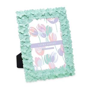 lot 3769 image: Laura Ashley 5x7 Mint Green Flower Textured Hand-Crafted Resin Picture Frame wEasel & Hook for Tabletop & Wall Display, Decorative Floral Design Home D�cor, Photo Gallery, Art (5x7, Mint Green)