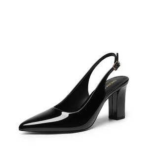 lot 3771 image: DREAM PAIRS Womens Slingback Heels Chunky Block Heels Pointed Toe Closed Toe Pumps Comfortable Work Office Business Shoes,Size 8.5,Black-Pat,SDPU26013W
