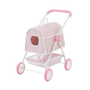 lot 3779 image: Olivias Little World Polka Dots Princess Doll Animal Stroller with Detachable Toy Pet Carrier - Pet Doll Pram for 3 yrs and Up - PinkGray