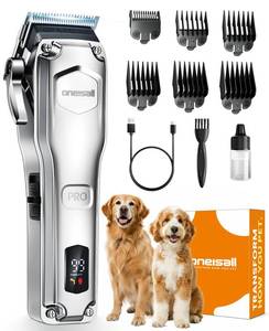 lot 3789 image: oneisall Dog Clippers for Grooming Thick Hair,Low Noise Dogs Grooming Kit with Detachable Stainless Steel Blade,Dog Shaver for ThickMattedKnottedFineWaveCurly Hair,PC18