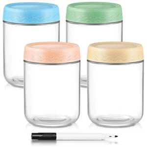 lot 3794 image: DRKIO 16 Oz Overnight Oats Containers with Lids - 4 Pack Glass Storage Jars with Airtight Lids Wide Mouth Mason Food Jars Great for Meal Prep Salad Chia Pudding Snacks Yogurt Sugar Spice Cereal