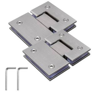 lot 3806 image: KAFENDA 90 Degree Shower Door Hinges, Heavy Duty Frameless Glass Door Hinges Stainless Steel Bathroom Gate Clamp for 8-12 mm Toughened Glass, Rust & Corrosion Resistance (180 Degree)