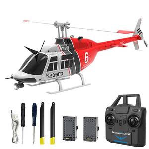 lot 3817 image: Authticar C138 Remote Control Helicopter, Bell206 Helicopter 2.4GHz 4CH Single Propeller Aileron RC Aircraft One Click Roll Takeoff and Landing Six-axis Gyroscope, Air Pressure Setting