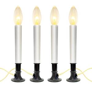 lot 3820 image: 4 PK Electric Window Candles, 9 Inch Christmas Window Candles Lamps with 7W C26 Clear Torpedo Tip Bulb, Electric Candle Lights for Christmas Windows Home Table Decor, Turn OnOff Switch, Nickel Base