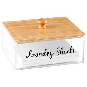 lot 3821 image: VOTLEVT Acrylic Laundry Sheet Holder with Bamboo Lid, Laundry Detergent Sheet ContainerHolderDispenser, laundry Room Organization and Storage