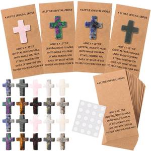 lot 3838 image: Misdary 60 Pcs  20 Sets Pocket Hug Token Bulk Hug Greeting Cards with Mini Cross Crystal Stones Greeting Cards Keepsake Exchange Relationship Gift for Friend Family Christians Church(Classic)