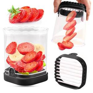 lot 3839 image: Creative Strawberry & Fruit Slicer - Detachable Cutter with Push Plate (Black)