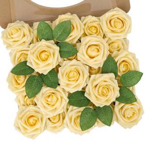 lot 3852 image: N&T NIETING Artificial Flowers, 25Pcs Fake Flowers Goose Yellow Roses Perfect for DIY Wedding Bouquets Centerpieces Bridal Shower Party Home Flower Arrangement Decorations