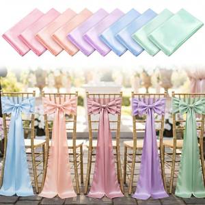 lot 3872 image: Tegeme Pastel Chair Sashes Bows Satins Soft Chair Ribbon Sashes Wedding Aisle Church Bows Decor for Wedding Banquet Party Easter Garden Events Decoration (10 Pcs,7 X 108)