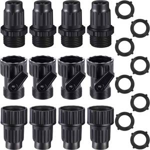 lot 3873 image: 4 Sets Garden Expandable Hose Repair Kit Faucet Adapter Hose Female Male Connectors with 4 Pieces Shut Off Valve and 8 Pieces 34 Inch Rubber Gaskets
