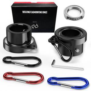 lot 3880 image: ZMTECH Flag Pole Rings with Bearing Steel Ball, 360° Rotating Anti-Tangle Flagpole Spinners for Outdoor Flags, Fits 0.75-1 Diameter Pole, Aluminum Alloy Hardware, Black