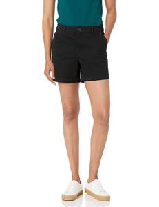 lot 3897 image: Amazon Essentials Womens Mid-Rise Slim-Fit 5 Inch Inseam Khaki Shorts (Available in Straight and Curvy Fits), Black, 2