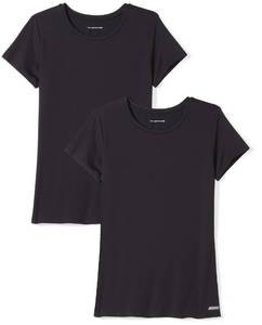 lot 3898 image: Amazon Essentials Womens Active Quick Dry Tech Stretch Short-Sleeve Crewneck T-Shirt, Pack of 2, Black, Large