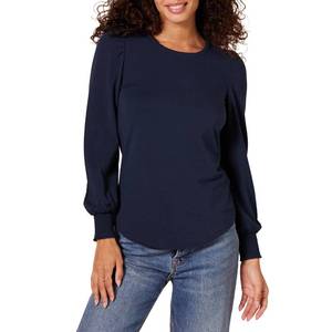 lot 3900 image: Amazon Essentials Womens Long-Sleeve Crewneck Smocked Cuff T-Shirt, Navy, X-Large