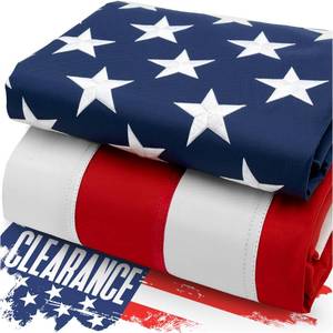 lot 3902 image: American Flag for Outside Heavy-Duty US Flag with Embroidered Stars Reinforced Material USA Flag Built for Outdoors Sewn Stripes UV Protection Brass Grommets (3x5 ft)