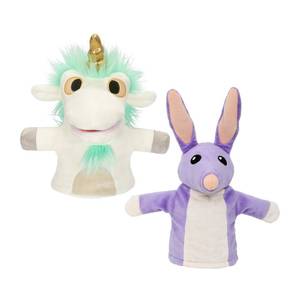lot 3907 image: Bluey Unicorse &amp Bob Bilby Hand Puppet Plush 2-Pack 8-9 Soft Deluxe Fabric, Embroidered Details, Perfect for Toddler Hands, Imaginative Play, Official Bluey Toys