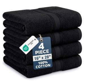lot 3943 image: Black Hand Towels for Bathroom - 4 Pack (16x28), 100% Ringspun Cotton Hand & Face Towel - Soft, Prevent Fraying, Fade and Shrink Resistant - Daily Use Gym Towels for Men & Family Bathroom Hand Towel