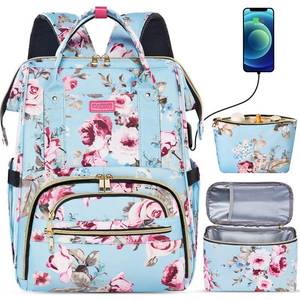 lot 3963 image: Kaome Lunch Backpack 15.6 Inch Laptop Backpack for Women with USB Port Nurse Gift Teacher Work Backpack Cooler Insulated Lunch Bag Waterproof Daypacks for Work Picnic Travel Anti-theft