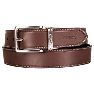 lot 3967 image: Nautica Mens Reversible BrownBlack Leather Belt  2-in-1  Classic  Everyday  Business  Work  Dress  Casual  Metal Buckle - 38