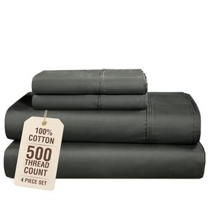 lot 3975 image: Casa Platino Bed Sheets Twin XL, 4 Piece Silky Sateen Sheets with 500 Thread Count 100% Cotton, 15 Inch Deep Pocket Fitted Sheet for Twin XL Beds, Buttery Soft Feel and Everyday Comfort Dark Grey