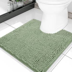 lot 3978 image: Smiry Luxury Chenille Toilet Rugs U-Shaped 20x20, Soft Absorbent Non-Slip Contour Bathroom Rugs for Toilet, Machine Washable Contoured Bath Mats, Sage Green