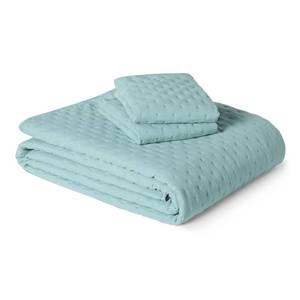 lot 3982 image: Amazon Basics Brushed Microfiber Quilt Set, Extra Soft with Natural Texture, 3-Piece, QueenFull, Blue