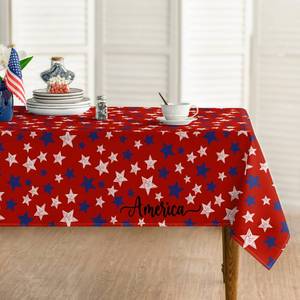 lot 5004 image: Horaldaily 4th of July Tablecloth 60x120 Inch Rectangular, Patriotic Stars America Independence Day Memorial Day Red Washable Seasonal Table Cover for Party Picnic Dinner Decor