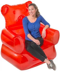 lot 5008 image: VAT19 The Gummy Bear Inflatable Chair, PVC, Red, Eclectic Style for Relaxing, Decor, Gaming