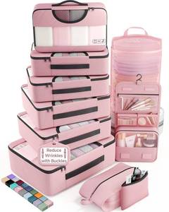 lot 5011 image: Veken 10 Set Packing Cubes for Cruise Ship Essentials,Beach Vacation Travel Accessories with Hanging Toiletry Bag,Suitcase Organizer for Luggage,Personalized Birthday & Retirement Gifts for Women Mom