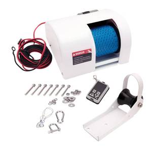 lot 5014 image: Electric Anchor Winch,Boat Anchor Wench 12V Marine Saltwater Anchor Windlass Kit with Wireless Remote Control Anchors Up to 25 LBS (White)