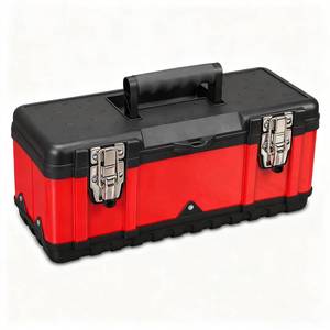 lot 5017 image: Jack Boss Steel Tool Box 15.5 Inch Small Portable Tool Organizer Box with Built-in Short Non-slip Handle Car Box with Removable tray