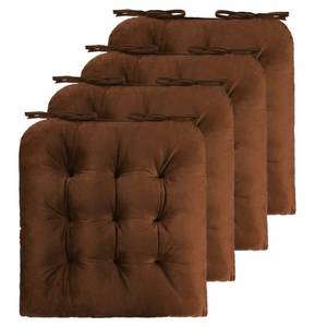 lot 5025 image: ELFJOY 4 Pack Chair Cushions for Dining Chairs Chair Pads Cushion for Kitchen Office Tufted Square Seat Cushion with Ties (U Shape Coffee)