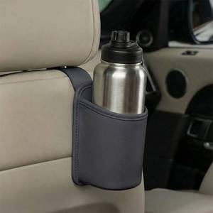 lot 5031 image: Craedli Car Door Cup Holder, Waterproof Leather Auto Back Seat Hanging Storage Bag, Multi-Functional Car Trash Can with Hook, Universal Vehicle Interior Drink Organizer for Sedan Truck(Hook-Black)
