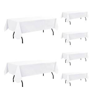 lot 5047 image: Enjoyidea Vinyl Tablecloth with Flannel Backing-6 Pack White 60x120 Inch Outdoor Waterproof Plastic Table Cloth-Wipeable Heavy Duty Oilcloth Rectangle 8 Foot Protector for Picnic Party Camping Dining