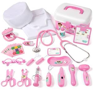 lot 5058 image: Phobby Durable Doctor Kit for Kids, 27 Pcs Deluxe Pretend Play Set Medical Toy with Real Stethoscope for Toddlers Boys Girls Birthday Gift Aged 3 4 5 6 7 8(Pink)