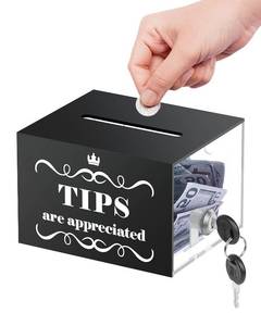 lot 5060 image: Uniclife Acrylic Tip Jar for Bartenders, 6 x 5 x 4, Tip Box Tips Jar with Lock, Tip Bucket Money Storage Container Cash Collection Box for Bars Restaurants Cafes, Donation Boxes Suggestion Boxes