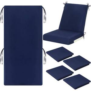 lot 5067 image: Tudomro 4 Pcs Outdoor High Back Chair Cushion Covers (Not Includes Cushion) Waterproof Patio Replacement Rocking Chair Slipcover Seat Pad Cover with Tie for Furniture (Navy Blue,44 X 21)