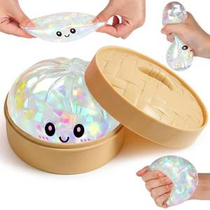 lot 5106 image: Glitter Dumpling, Dumplings Sensory Squeeze Toy, 2026 New Glitter Dumpling Squishies Box, Stress Relief, Soft Squeeze Decompression Dough (Transparency)