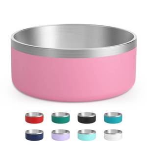lot 5107 image: LIHOOOOM Stainless Steel Dog Bowls for Large Dogs - Insulated, Non Slip, Easy Clean, 40oz, Pink