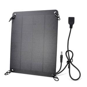 lot 5110 image: Solar Panel with Metal Hook, 5V 6W High Performance Monocrystalline Module with USB-A Female & DC Male Output, Waterproof Panel for Security Camera,Mobile Phone,Small Fan,Charging Bank,Outdoor