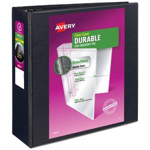 lot 5120 image: Avery Durable View 3 Ring Binder, 4 Inch EZD Rings, 780 Sheet Capacity, Black, 4.5 Wide Spine, Holds 8.5x11 Paper, 4 Interior Pockets for Organizing Documents & Reports (09800)