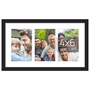lot 5121 image: upsimples 8x14 Collage Picture Frame, Display Pictures 3 4x6 with Mat or 8x14 Without Mat, Wall Hanging 3 4x6 Picture Frame Collage Wall Decor, Black, 1 Pack