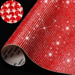 lot 5128 image: Outus 12000 Pcs Self-Adhesive Rhinestone Sheet 9.4x7.9 Inch Glitter Crystal Gem Stickers for Car Phone DIY Craft Bling High-Density Bling Decals for Women DIY Clothing Decor(Red)