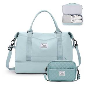lot 5130 image: Weekender Bags for Women,Carry On Overnight Travel Duffel Bag with Shoes Compartment & Toiletry Bag,Extra Large,Light Blue